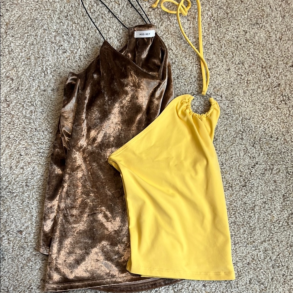 Gold Velvet  and Yellow Halter Top